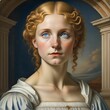 An AI illustration of An AI illustration of a painting depicting a woman with blonde hair and blue e