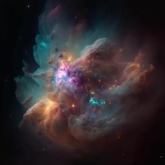 Wall Mural - ai generated illustration of a stunning celestial landscape featuring a vibrant night sky