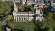 Aerial view of Dunfermline Abbey in Scotland resting place of King Robert the Bruce
