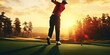 Black Male Pro Golfer On Tour Playing Golf At Dawn Generative AI