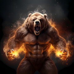 Canvas Print - Bear with Strong Fire Spirit