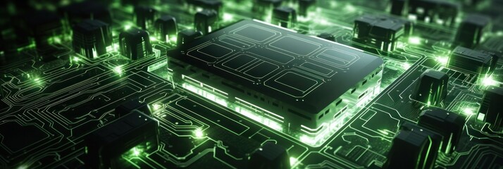 green computer circuit background, generative ai