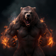 Canvas Print - Bear with Strong Fire Spirit