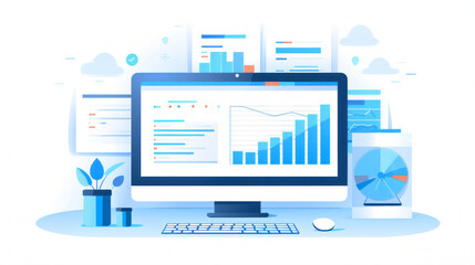 Graphic Information of business management system and statistics concept