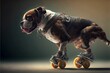 AI generated illustration of a dog skating