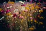 Fototapeta Kwiaty - AI generated illustration of beautiful flowers growing in a field