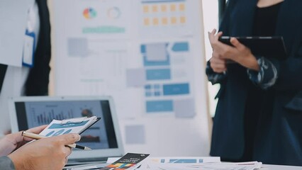 Team of Creative Web Graphic Designer planning, drawing website ux app for mobile phone application and development template layout, process to developing prototype wireframe, User experience concept.