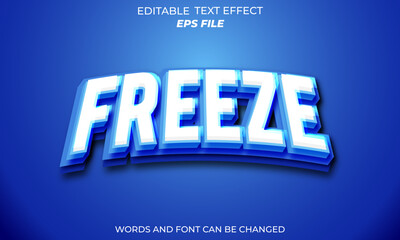 freeze text effect, font editable, typography, 3d text. vector template