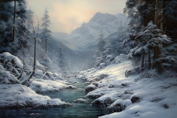 Wall Mural - Snow filled landscape 