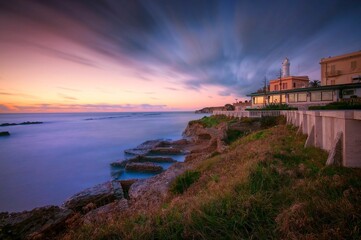 the sea is seen as it sits on the shore of a coast: Anzio