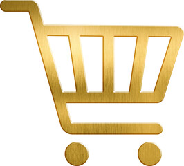 Golden icon cart shopping buy shop shopping cart sale summing set basket commerce market purchase store new sell discount commercial marketing retail business e-business web round circle street car su