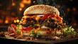 Fresh Tasty Burger Day Light 3D Rendering, Background Image, Hd