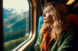 © Uliana - Bright image of a woman on a train, gazing through the window, capturing the essence of travel and exploration.