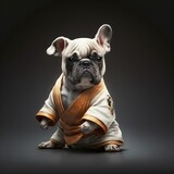 Fototapeta  - AI generated illustration of a cute bulldog in a karate gis