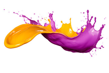 Wall Mural - yellow and purple paint splash isolated on transparent background - splashing effect design element PNG cutout