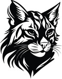 Fototapeta Koty - wild cat mascot Logo Monochrome Design Style