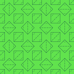 Sticker - Square Figure thin line green seamless pattern - Geometry Science vector background