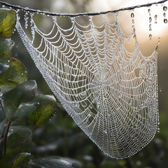 spider web with dew drops