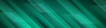 3D Green Geometric Abstract Background Overlap Layer On Dark Space With Diagonal Lines Shape Decoration. Modern Graphic Design Element Cutout Style For Web Banner, Flyer, Card, Or Brochure Cover