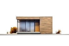 Modern Architecture Of Tiny Container Wooden House Isolated