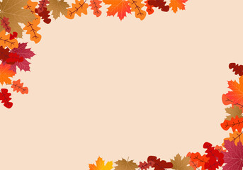 Wall Mural - autumn foliage vector. abstract wallpaper design with maple leaves, line art. elegant botanical in f