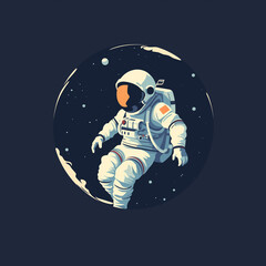 a simple illustration of an astronaut on a spacewalk. flat clean cartoon 2d illustration style