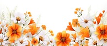 In Spring A Beautiful White Floral Pattern With Vibrant Orange Flowers Is A Gift From Nature Creating A Stunning Background That Captures The Beauty Of The Summer Season