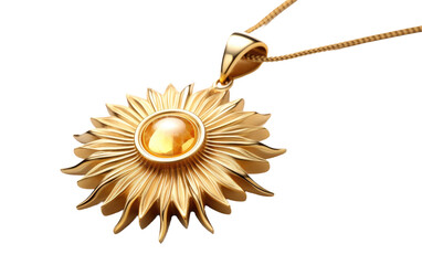 Gold Pendant with Delicate Design on Transparent Background