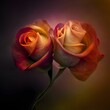 AI generated illustration of two intertwined roses