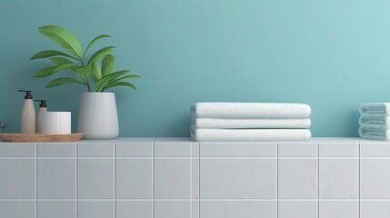 soft white towels and turquoise bathroom