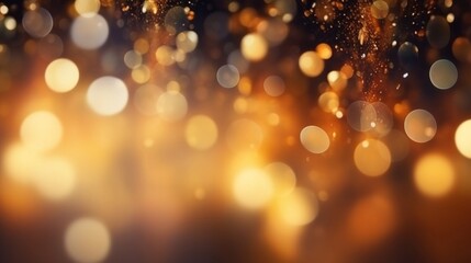 Abstract dark golden bokeh Christmas background