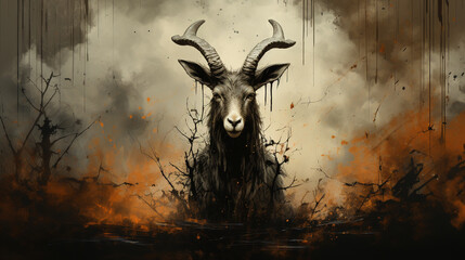 dark art ink monster goat background