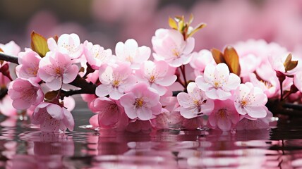 Wall Mural - Spring and summer flowers with pink cherry blossoms