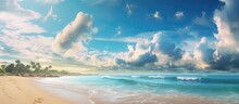 The Beauty Of The Summer Sky With A Backdrop Of A Stunning Beach Landscape And The Calming Sound Of Crashing Waves Creates A Picture Perfect Scene That Embodies The Essence Of Travel Nature 