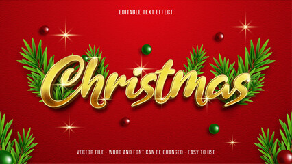 Wall Mural - Editable merry christmas text effect