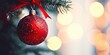 Christmas fir tree decoration hanging ball. Merry Christmas and Happy New Year. Festive bright beautiful background