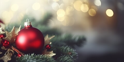 Wall Mural - Christmas decoration bauble ball. Merry Christmas and Happy New Year. Festive bright beautiful background