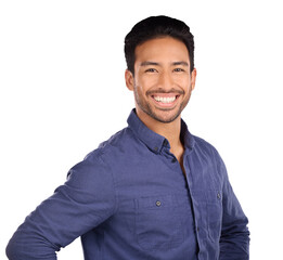 Wall Mural - portrait, smile and business with an asian man isolated on a transparent background for professional