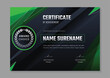 © Nurjen - green certificate of achievement template. certificate design for gaming or sport tournament and competition. abstract futuristic gaming background