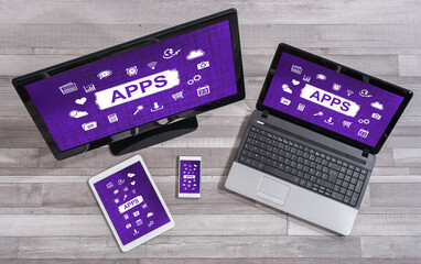 Wall Mural - apps concept on different devices