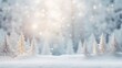 Christmas background with snow covered trees and sun, AI