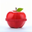 A Red Apple with a Green Leaf