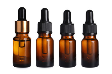 Sticker - Serums in different bottles isolated on white, collection