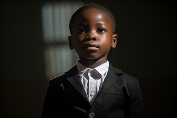 a young boy in a suit and tie