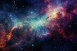 Vibrant cosmic nebula filled with dazzling colors, depicting the vast expanse of galaxies and the mysterious universe. Generative AI
