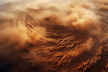 Poster - A photograph of a swirling dust storm on Mars, showcasing the planet's dynamic weather patterns and their potential impact on future missions 