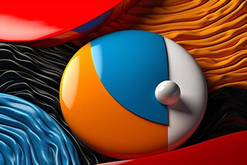 Aufkleber - An abstract representation of the yin yang symbol using bold lines and contrasting colors, invoking a sense of contemporary art.  