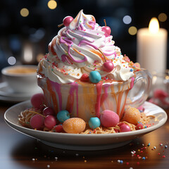 Leinwandbilder - An image of marshmallows as a colorful and whimsical topping for ice cream sundaes or desserts. 