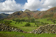 A view up the valley of Great Langdale to the Langdale Pikes in the Lake District