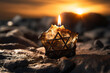 Generative ai picture of burning candle with star of David pray for peace